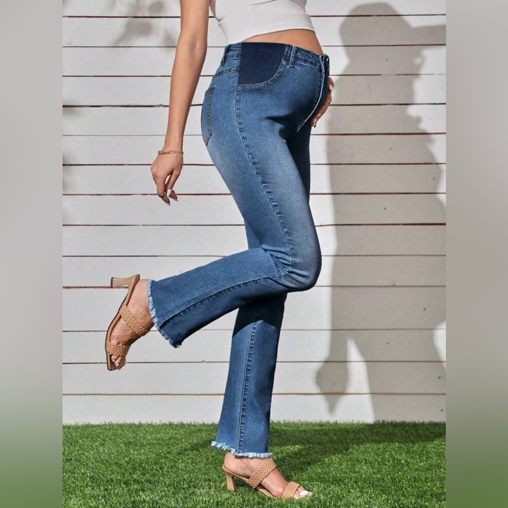 Maternity Raw Hem Flare Jeans